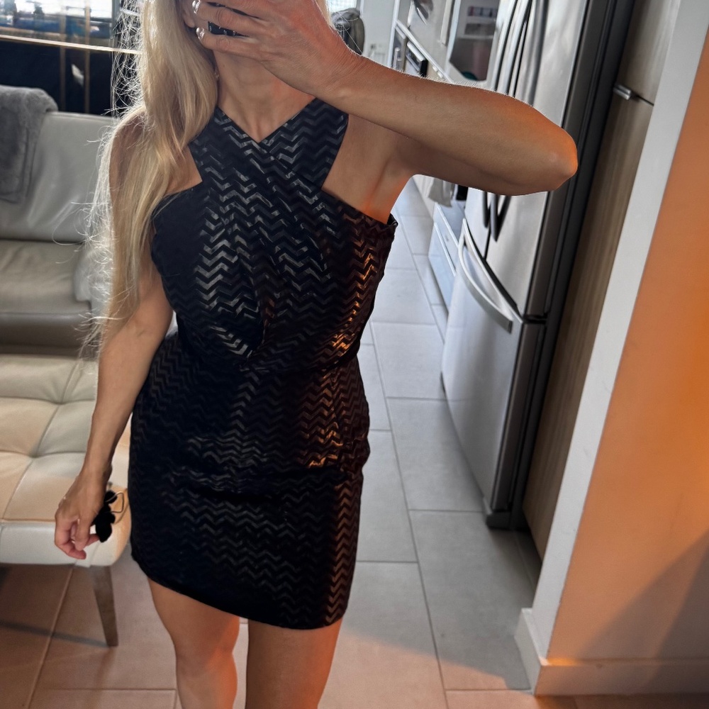 Sass & Bide Black Mini Crisscross Halter Mini Dress - Black - Size 4